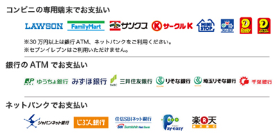 コンビニ（番号端末式）・銀行ATM・ネットバンキング決済